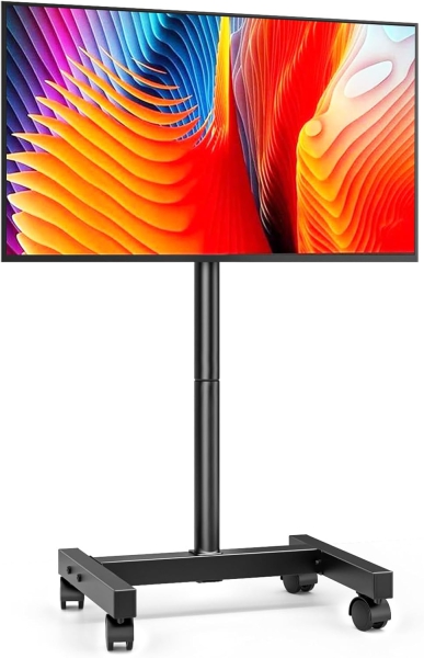 AX WABER Mobile TV Stand for 13–50 Inch TVs (Height Adjustable) (Flexible TV Cart with 8-Level Height Adjustment and Tilt Angle for LCD/LED/OLED)