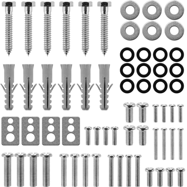 deleyCON 66-Piece Universal VESA Screw Set for TV & Wall Mount (M4, M5, M6, M8) (Complete fastening material incl. wall anchors, wall screws & spacers for all common TVs)