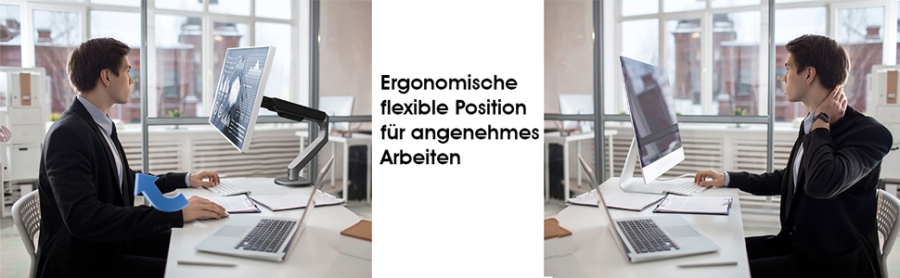 3IDEE Flexi-Lite Monitor Mount 1 monitor for 17-32" screens, modern design, fully movable & adjustable