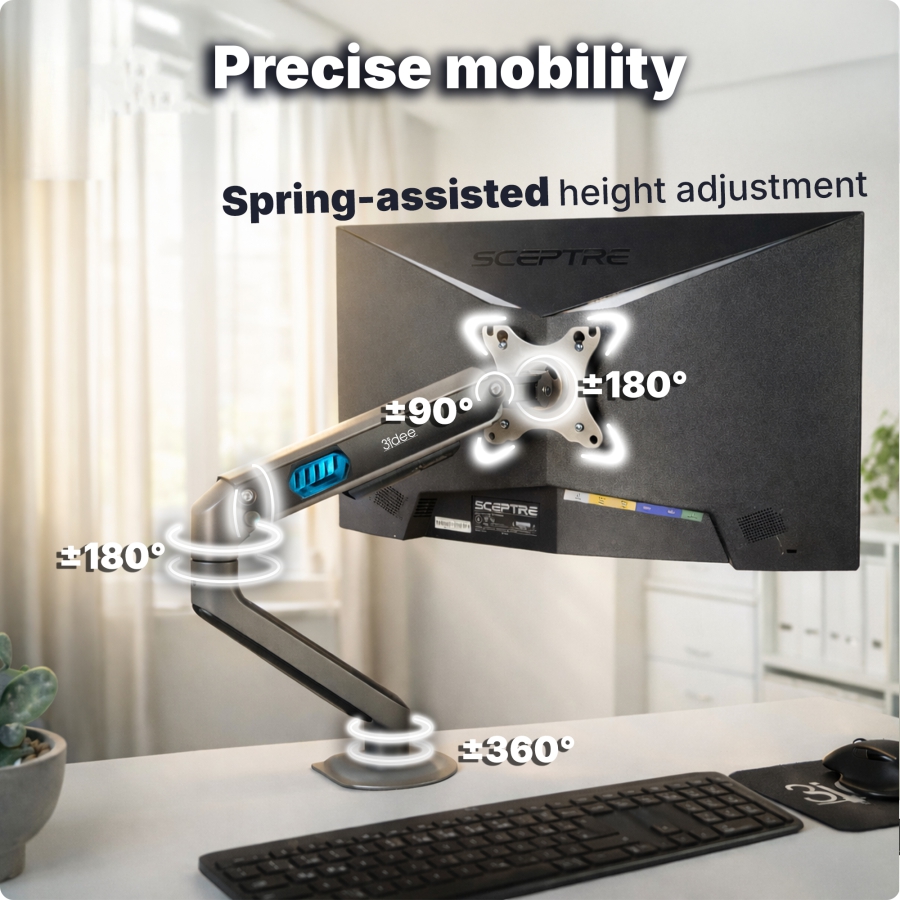 3IDEE Flexi-Lite Single Monitor Arm for 13-32 Inch Screens (Max. 9 kg)