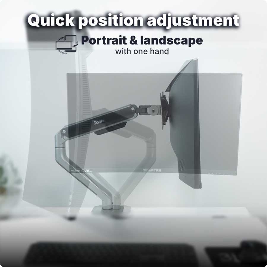 3IDEE Flexi-Lite Single Monitor Arm for 13-32 Inch Screens (Max. 9 kg)