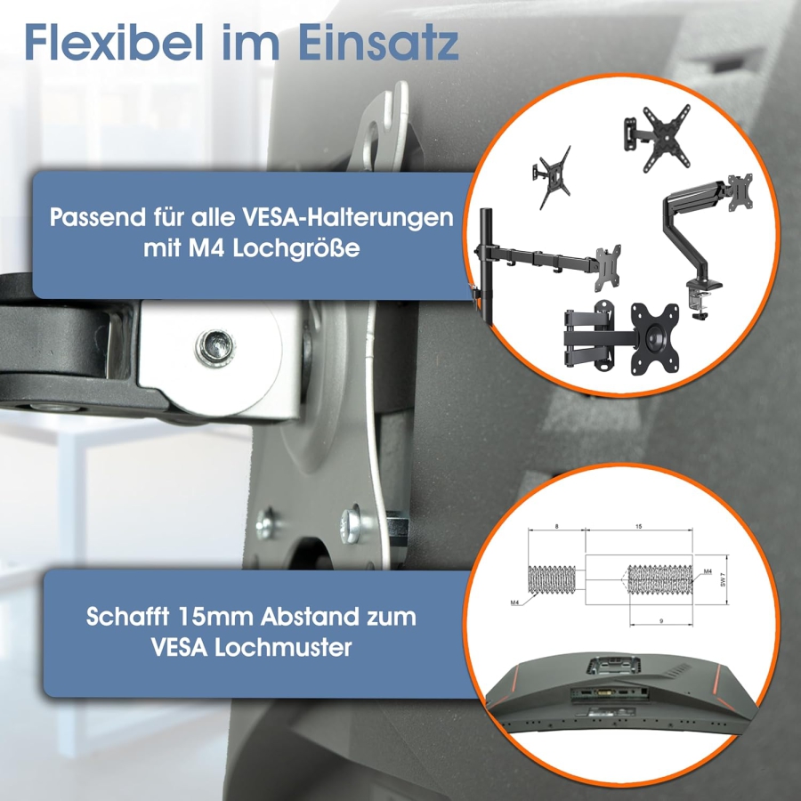 3IDEE VESA spacer bolt set - VESA screws - 15mm distance