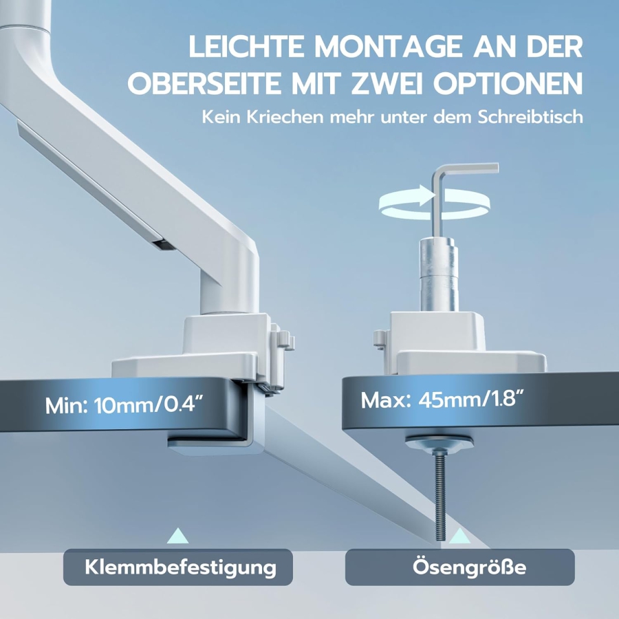 ARES WING Heavy Duty Gaming Monitor Arm White for 17-49 Inches (Max. 18 kg) (Ergonomic Gas Spring Mount for Ultrawide & Curved Displays – VESA 75/100.)