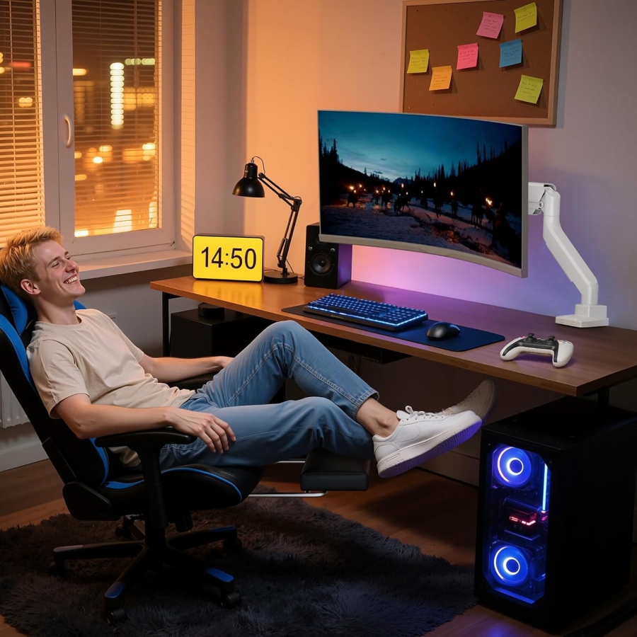 ARES WING Monitor Arm White 17–49" | up to 18 kg (Ergonomic Gas Spring Mount for Ultrawide & Curved Displays – VESA 75/100.)