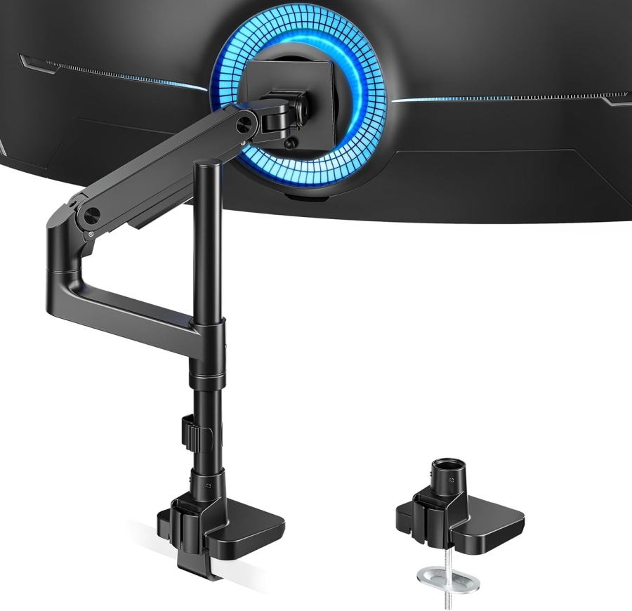 ARES WING Monitor Arm with Pole 17–49" | up to 20 kg (Extra high pole & 20 kg load capacity for Ultrawide & Curved screens.)
