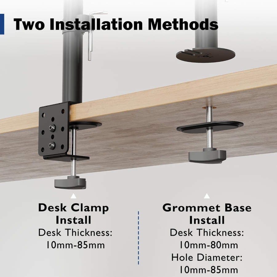 BONTEC Monitor Mount 1 Monitor for 13-34" Monitors, Short Arm, up to 10kg, Height Adjustable, Tiltable
