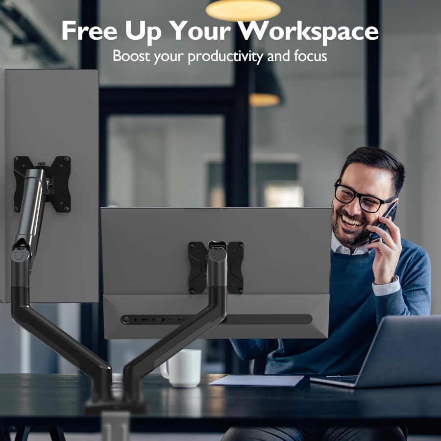 BONTEC Monitor Mount 2 Monitors for 13-32 monitors, up to 9 kg, Fully movable & adjustable
