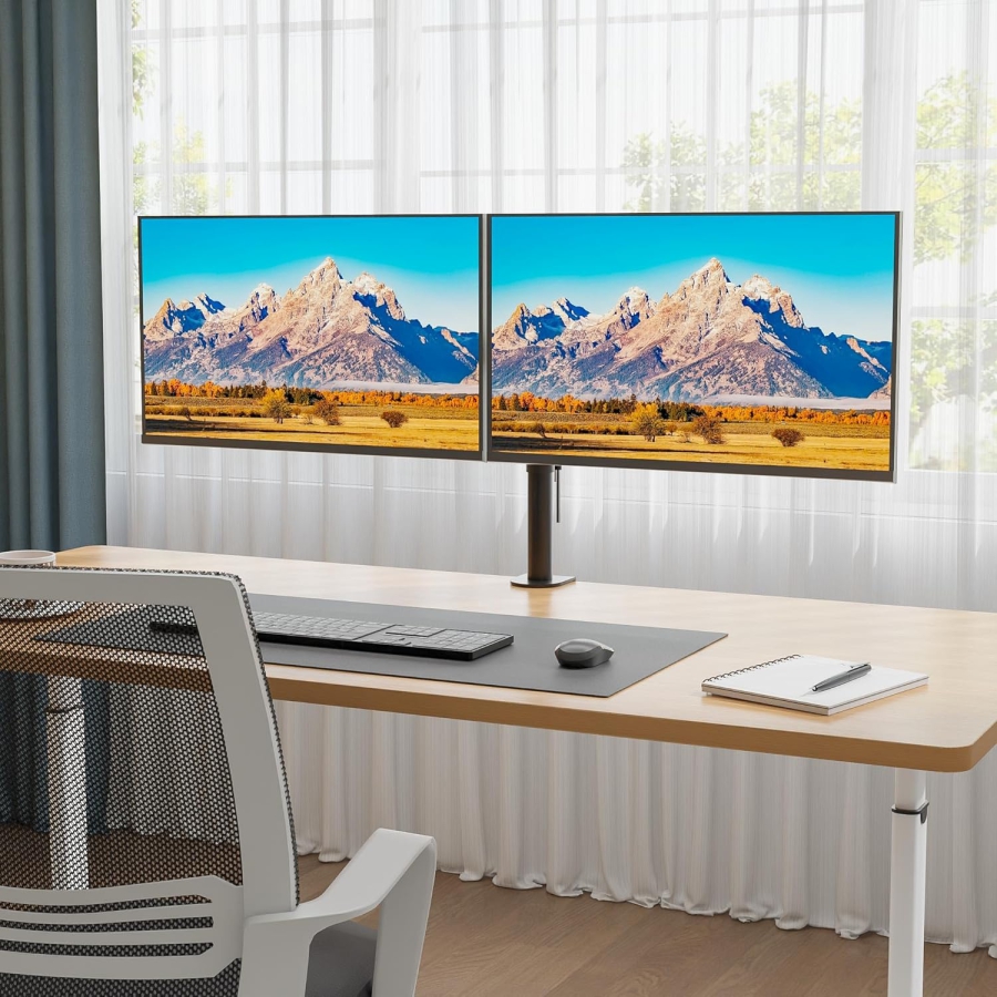 BONTEC Monitor Mount for two 13-27" Monitors, up to 10kg per arm, height-adjustable, rotatable, tiltable