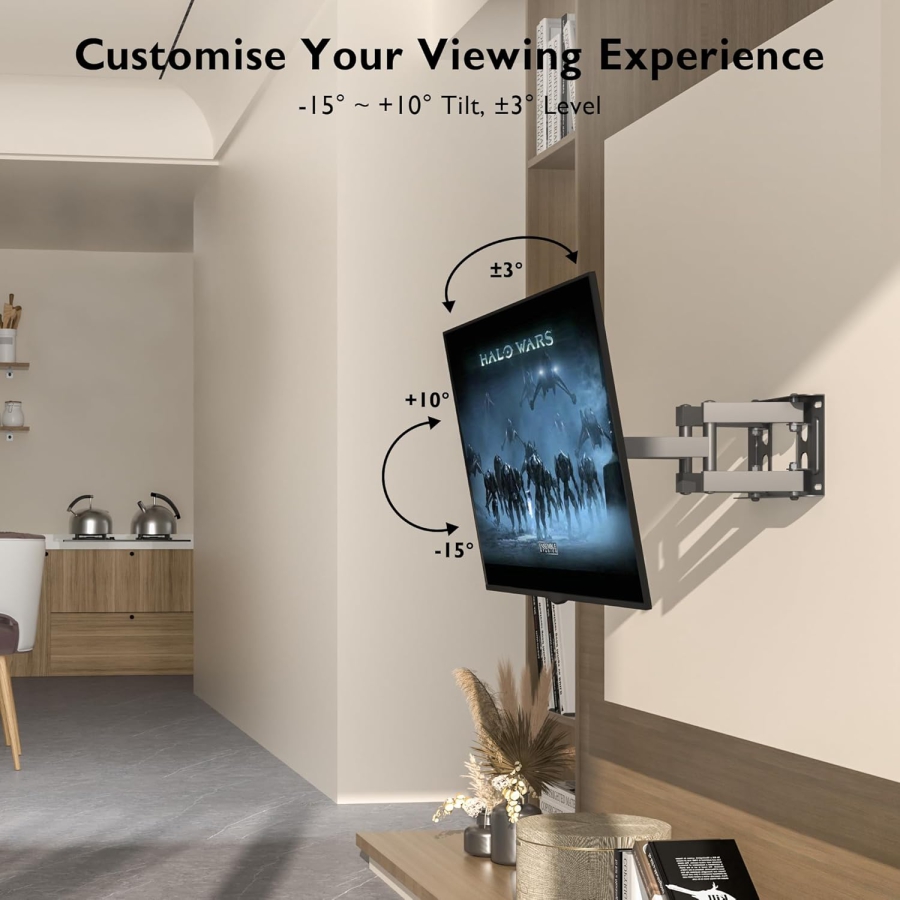 BONTEC TV Wall Mount Swivel Tiltable TV Mount Full Motion for 23-70 inch Flat & Curved LCD LED TVs or Monitors up to 45kg, Max VESA 400x400mm