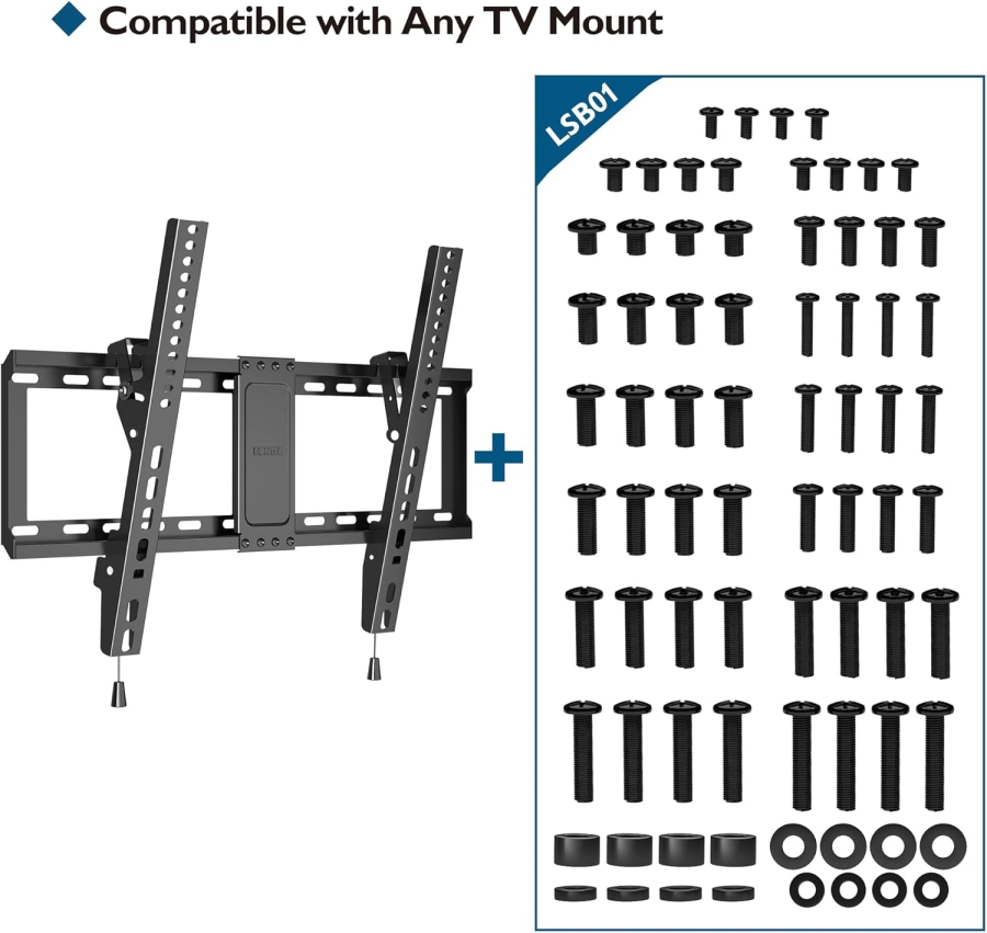 BONTEC Universal VESA Screw Set for TVs up to 80 Inches (M4, M5, M6, M8) (Complete Mounting Kit for Wall Mounts & Stands – Incl. Spacers & Washers)