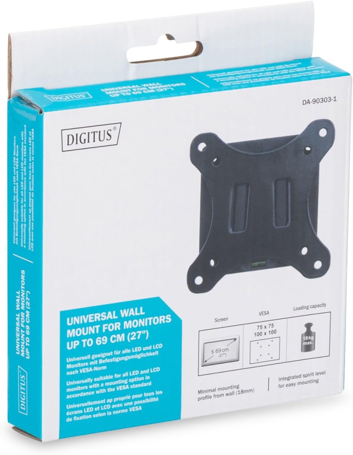 DIGITUS Wall Mount for monitors up to 32", up to 18kg, minimum wall clearance