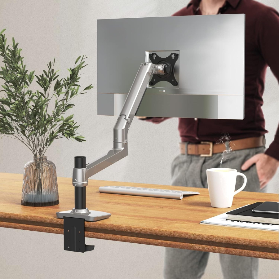 Ergounion RLAX E6 Monitor Arm 13–40" | 3–11 kg (Premium Single-Arm Mount made of High-Gloss Aluminum)