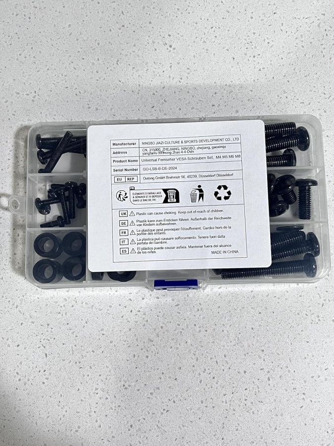 GINKGO Universal VESA Screw Set for TV & Monitor (M4, M5, M6, M8) (68-Piece Mounting Kit for Wall Mounts & Stands – Compatible up to 80 Inches.)