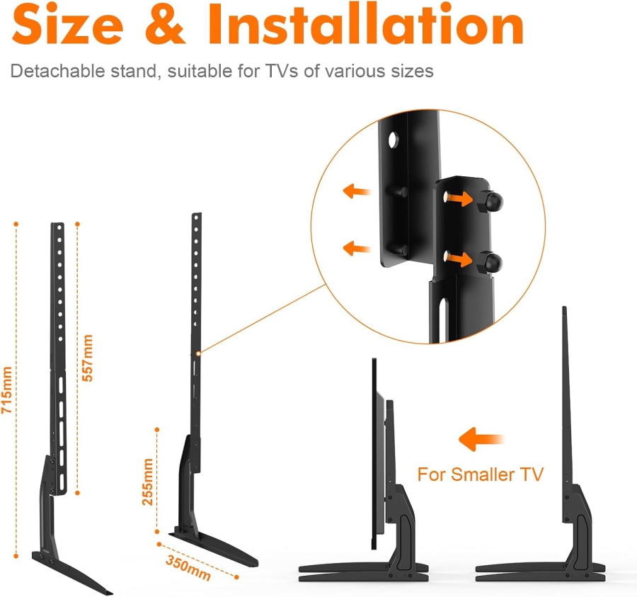 GRIFEMA Universal TV Stand Feet for 22–80 Inch TVs (Height Adjustable) (Stable Replacement Stand up to 50 kg Load Capacity – VESA max. 800x400 mm)
