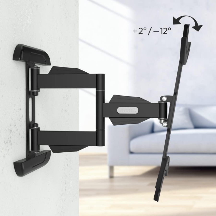 Hama TV Wall Mount Swivel & Tilt for 32-65 Inch TVs (Fullmotion) (Extendable up to 40.7 cm – VESA 400x400, 35 kg load capacity – Incl. Fischer plugs & 10-year warranty.)