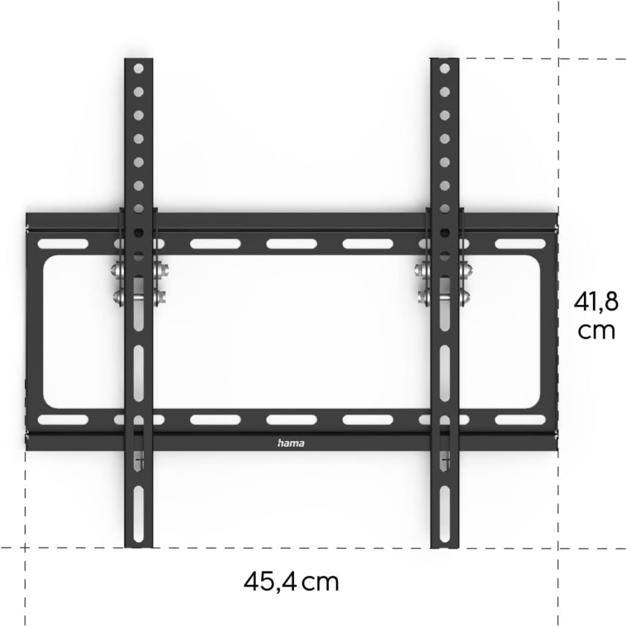 Hama TV Wall Mount Tiltable for 32-75 Inch TVs (VESA 400x400) (Ultra-flat TV bracket (2.4 cm wall clearance) – Continuously 10° tiltable, up to 35 kg load capacity.)