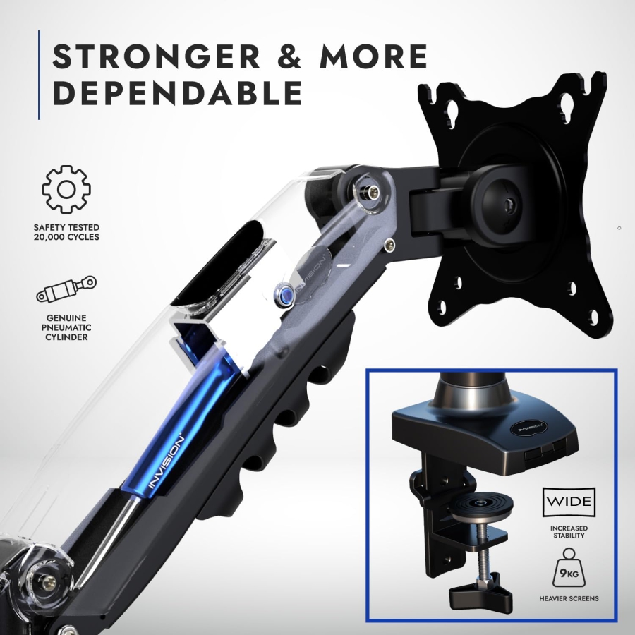Invision MX200 Monitor Arm 19–32" | 2–9 kg (Ergonomic Gas Spring Mount for Two Monitors up to 12 kg Each)