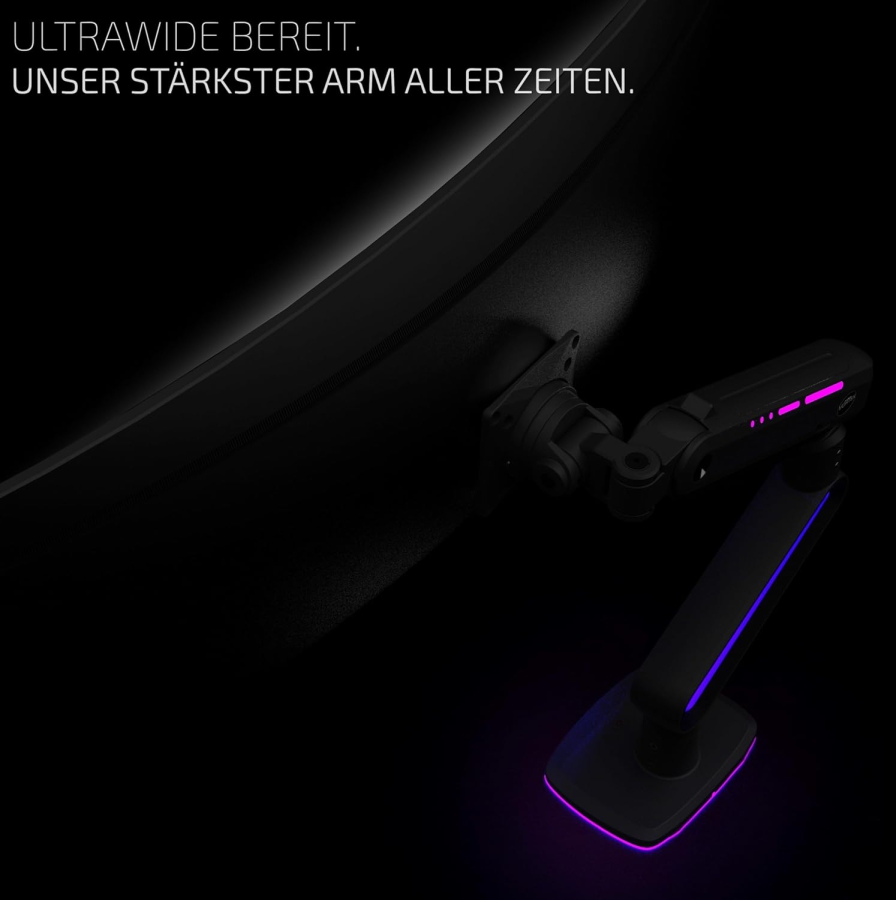 Invision Vortex VR200 RGB Monitor Arm 27–57" | up to 18 kg (The Ultimate Upgrade for Your Battle Station: Heavy Duty Arm up to 18 kg with Immersive RGB Lighting)