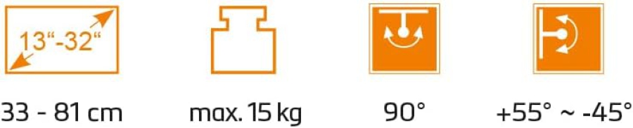 My Wall HC1-1L TV Wall Mount for Motorhomes & Caravans (13-32 Inch) – Lockable & Compact (Safe travel thanks to locking mechanism: 1-Joint Mount, 55° Tilt & Swivel – For 33-81 cm Screens – 20-Year Warranty.)