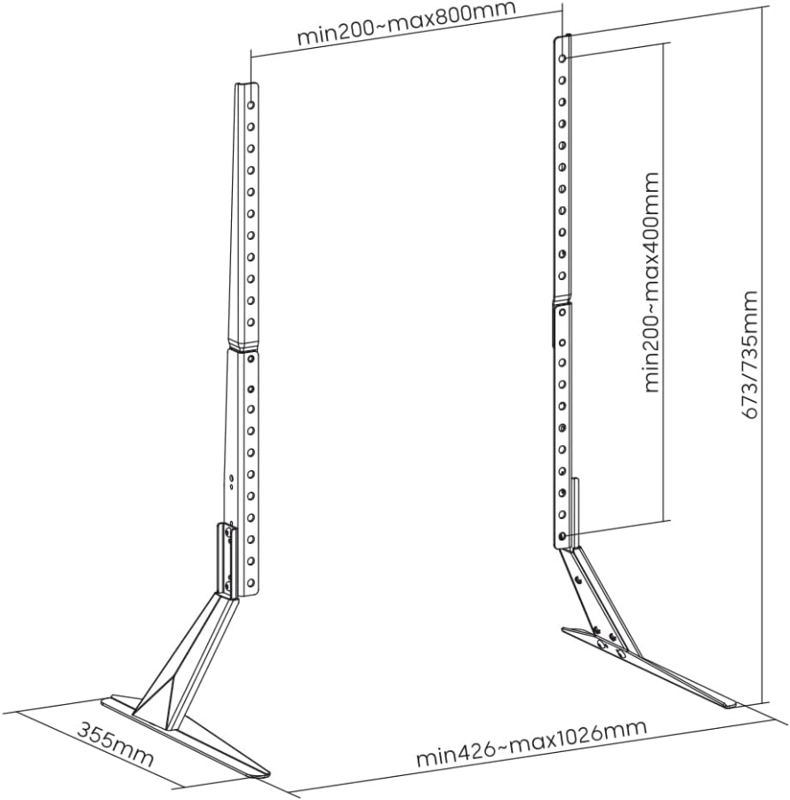 My Wall HP49L Universal TV Stand for 23–75 Inch TVs (Height-adjustable replacement feet with EVA protective pads – Load capacity up to 40 kg & 20-year warranty.)