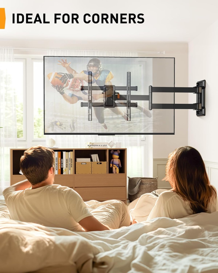 Perlegear Extra Long TV Wall Mount 70cm Extension for 32-65 Inch (Max. 60 kg) (Full Motion Corner Mount with 700mm Arm – ±90° Swivel, Tilt & VESA 400x400.)