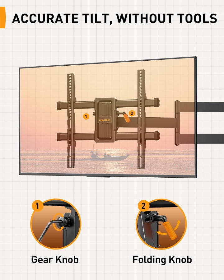 Perlegear Extra Long TV Wall Mount 70cm Extension for 32-65 Inch (Max. 60 kg) (Full Motion Corner Mount with 700mm Arm – ±90° Swivel, Tilt & VESA 400x400.)