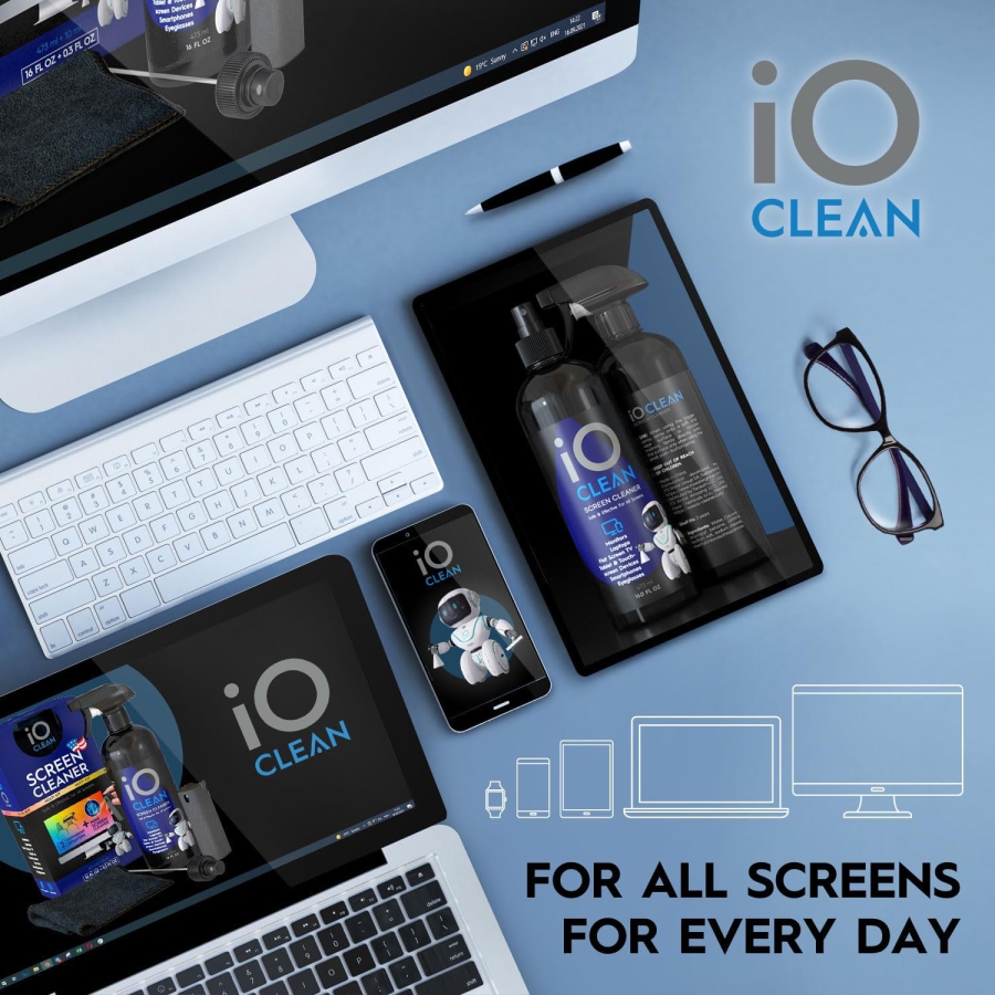 Premium Screen Cleaner Spray Set (473ml) incl. Microfiber Cloth (Streak-Free Care for LCD, OLED & VESA Monitors – Alcohol-Free Formula for Your Setup.)