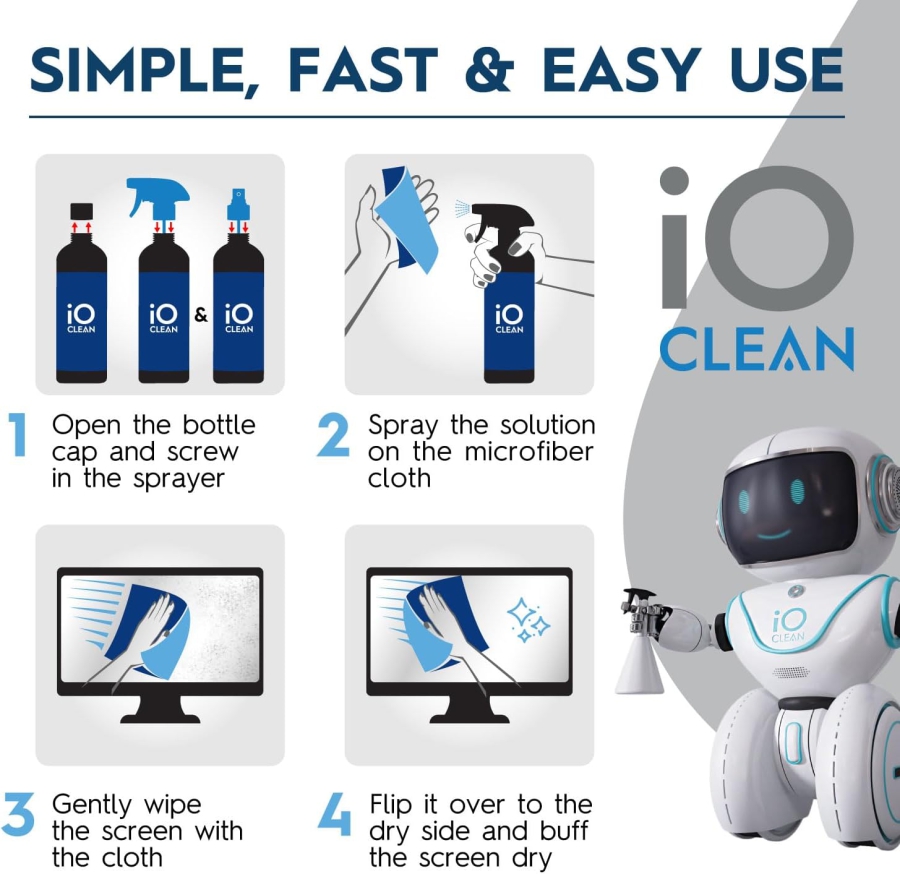 Premium Screen Cleaner Spray Set (473ml) incl. Microfiber Cloth (Streak-Free Care for LCD, OLED & VESA Monitors – Alcohol-Free Formula for Your Setup.)