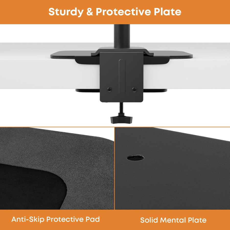 PUTORSEN Monitor Mount Reinforcement Plate for Thin & Glass Tabletops (Steel) (Protective plate for weight distribution with monitor arms – Suitable for clamps & grommet mounting.)