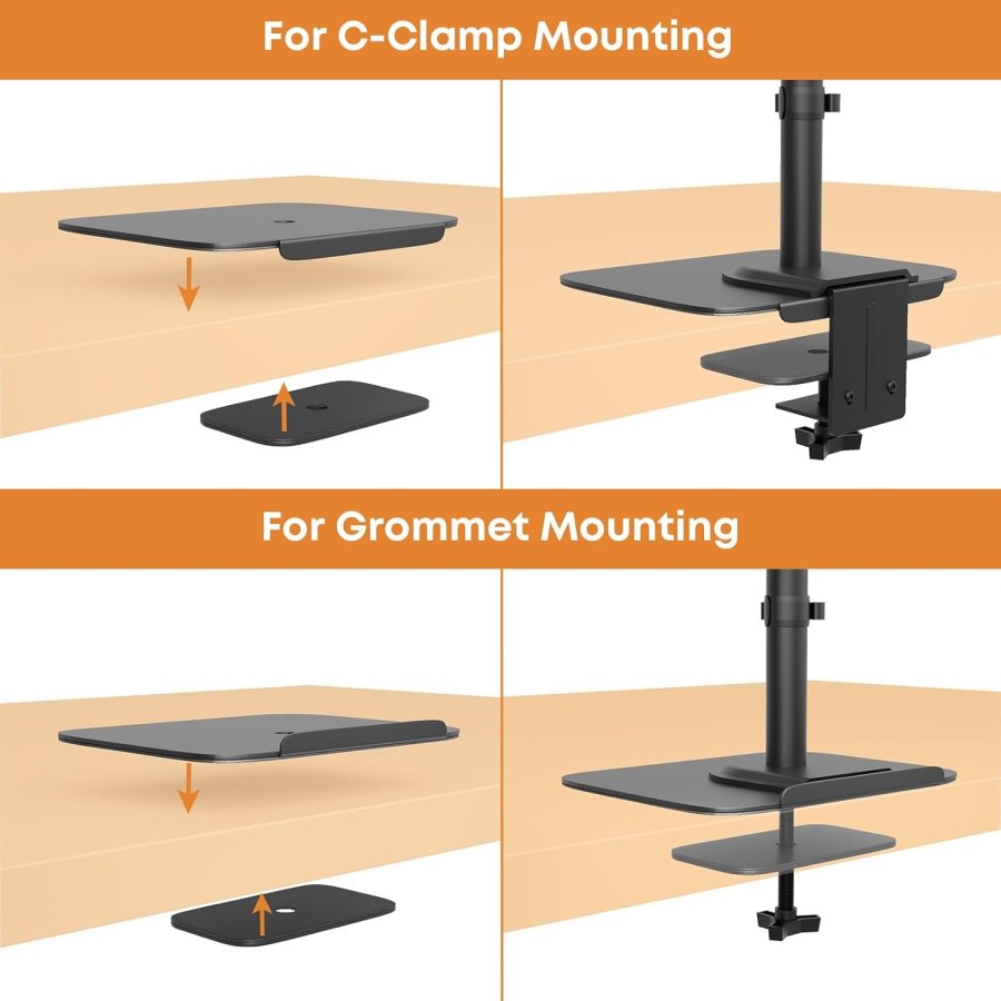 PUTORSEN Monitor Mount Reinforcement Plate for Thin & Glass Tabletops (Steel) (Protective plate for weight distribution with monitor arms – Suitable for clamps & grommet mounting.)