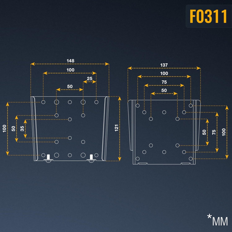 RICOO Monitorhalterung Wall F0311 for 13-34 Inch – Fixed & Slim (14mm Depth), VESA 75/100, up to 30kg (Ultra-slim wall mount for PC monitors: Minimalist design, maximum stability, and easy installation.)