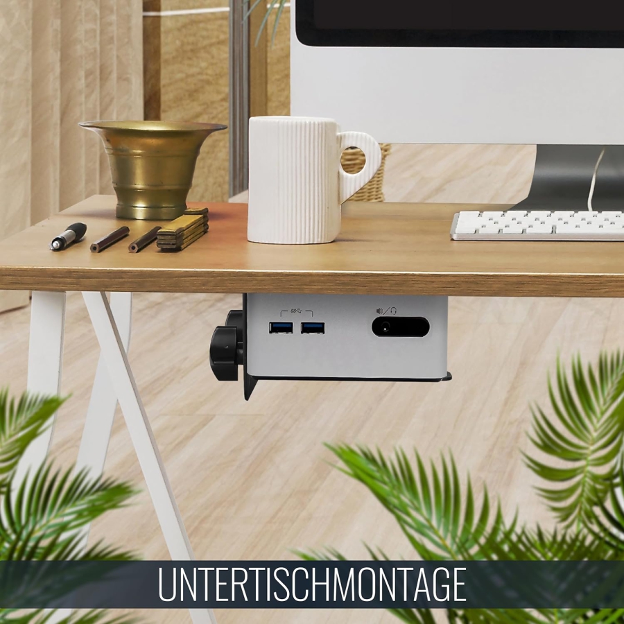 RICOO Universal Mini PC Mount (TRH-01) for VESA, Wall & Under-Desk (Adjustable Steel Holder for Thin Clients & Intel NUC (17–70 mm) up to 5 kg – Incl. Safety Strap)