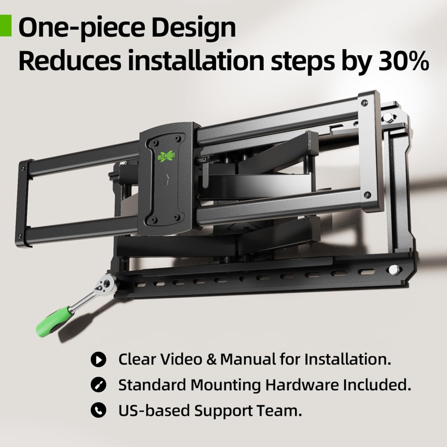 USX-MOUNT TV Wall Mount Swivel & Tilt for 37-90 Inches (up to 68kg) – Extendable Dual Arm, VESA up to 600x400