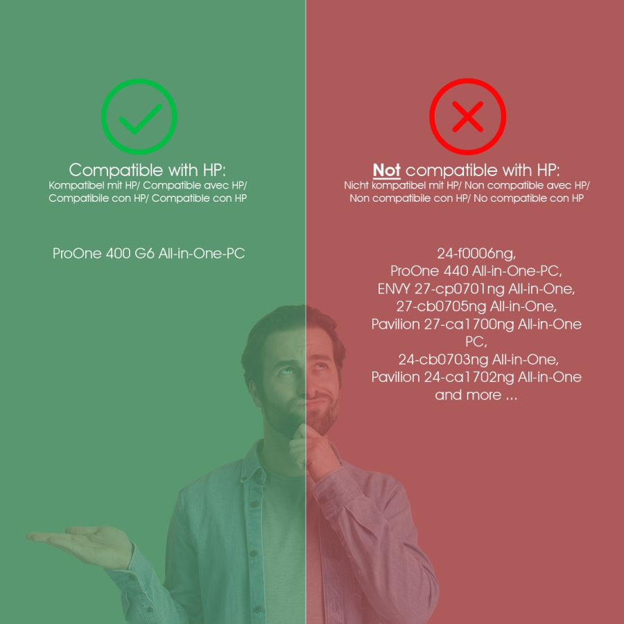 VESA Adapter compatible with HP All-in-One PC (ProOne 400 G6) - 75x75mm