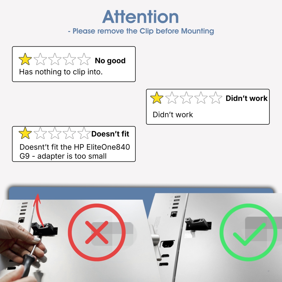 VESA adapter compatible with HP All-in-One PCs (EliteOne 840, 870 G9)