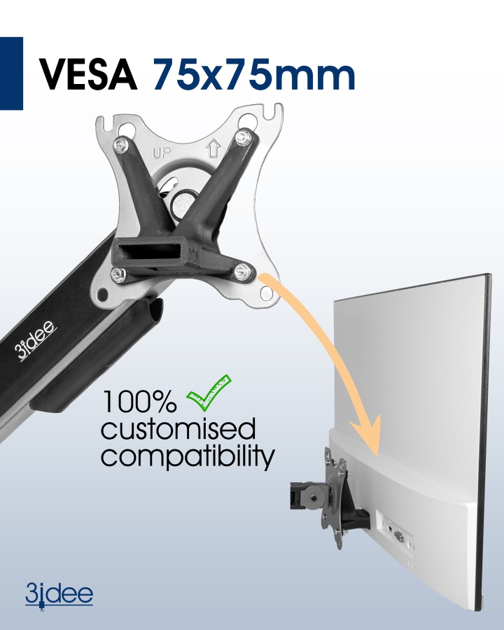 VESA adapter compatible with HP Monitor (22f, 24f, 27f, 22es, 22ea, 22er, 24es, 24ea, 24er, 27es, 27ea, 27er) - 75x75mm