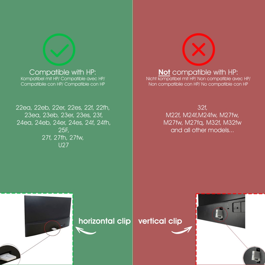 VESA adapter compatible with HP Monitor (32f)- 75x75mm