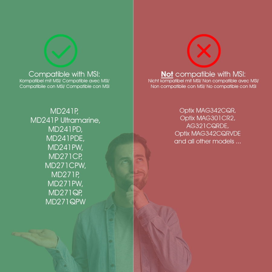 VESA adapter compatible with MSI monitor (MD241P, MD241PDE, MD271CPW, MD271QP & more)