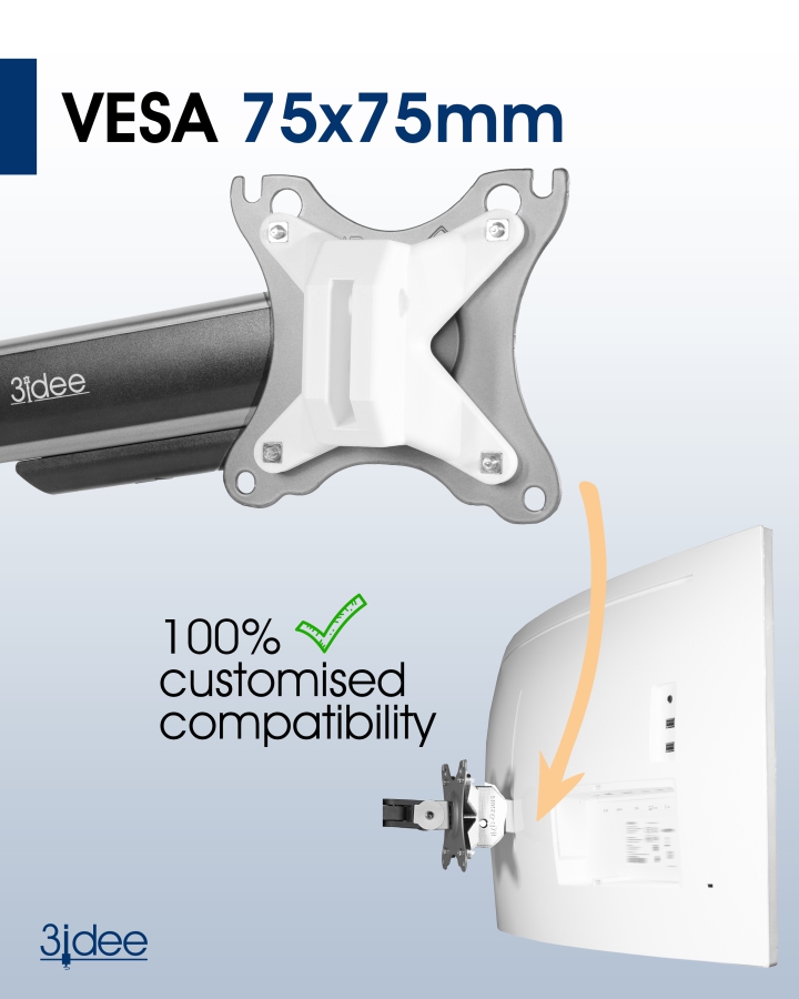 VESA adapter compatible with Samsung 34" Curved monitor (CJ79 series) - 75x75mm