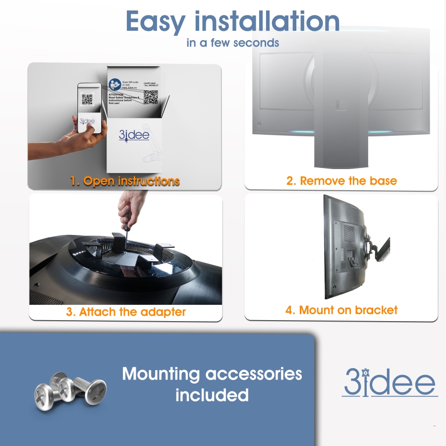 VESA adapter compatible with Samsung Odyssey Ark Gaming Monitor (Odyssey ARK 55" / ARK55" Gen2)