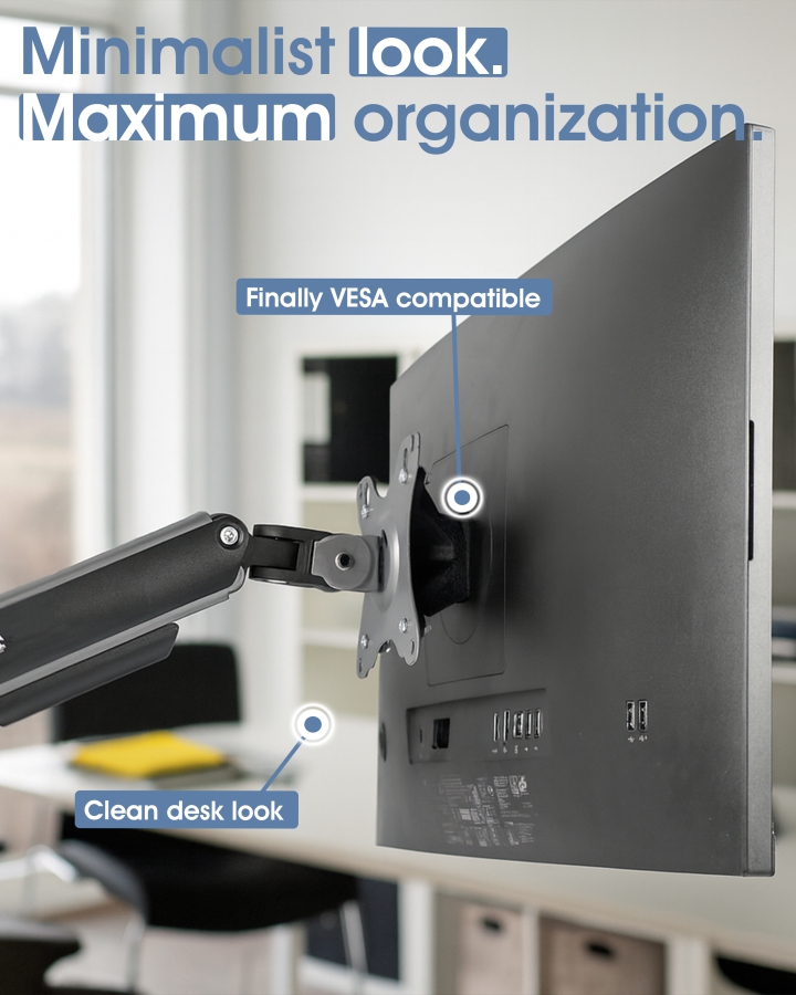 VESA Adapter for HP Series 5 PRO (524pf, 527pf, 527pq, 524pu, 527pu, etc.) and E-Series G5 (E24q, E27q, E32k, etc.) - 75x75mm