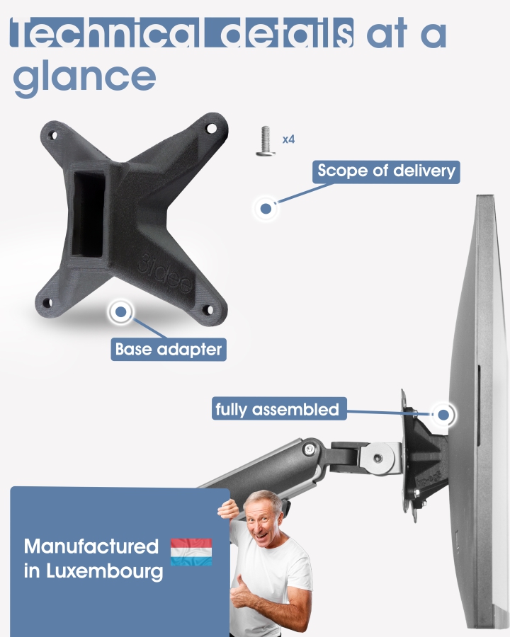 VESA adapter for HP Series 5 PRO and E-Series G5 (524pf, 527pf, 527pq, 524pu, 527pu, E24q, E27q, E32k, etc.)