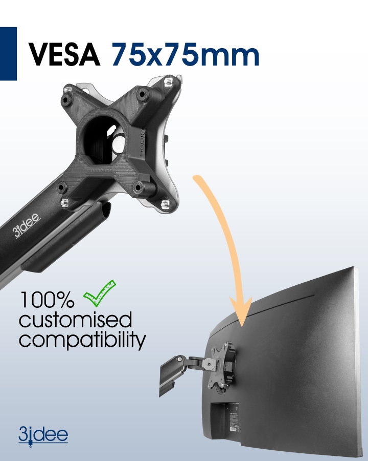 VESA adapter for MSI Optix monitor (MAG342CQR, MAG301CR2, AG321CQRDE, MAG342CQRVDE) - 75x75 mm