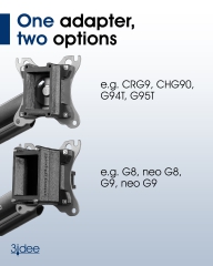 VESA adapter compatible with Samsung monitor (Odyssey G9, Neo G9, G8, Neo G8, G7) - 75x75mm